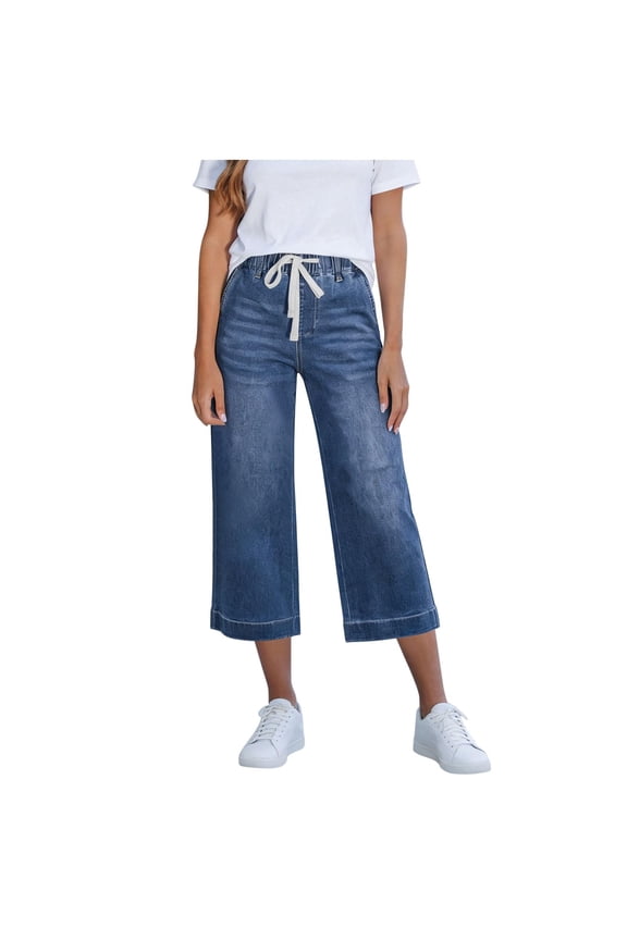 Capri Jeans For Women，Jeans For Women Cargo Capri Pants For Women Summer Jeans Denim Culottes For Women Stretchy Jean Capris For Women Denim Crop Pants Blue L