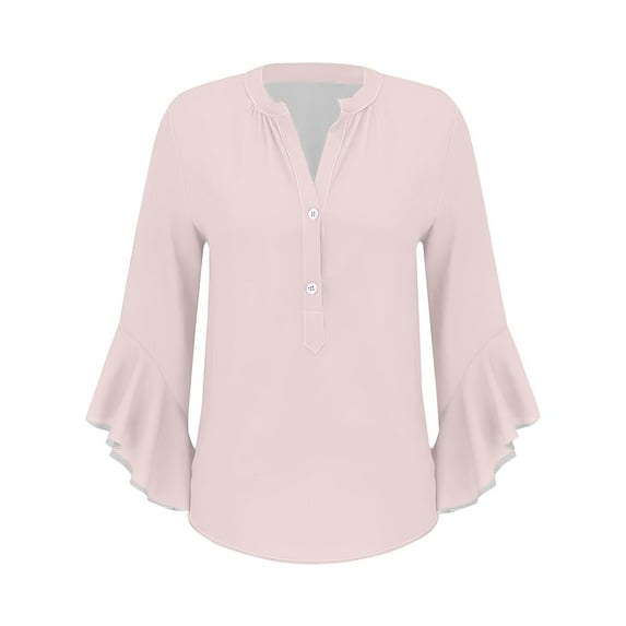 Weikingp Casual Tops For Women Floral Shirts For Women Tops For Women Trendy 3/4 Length Sleeve Womens Tops Plus Size Tops For Women Pink L Clearance！