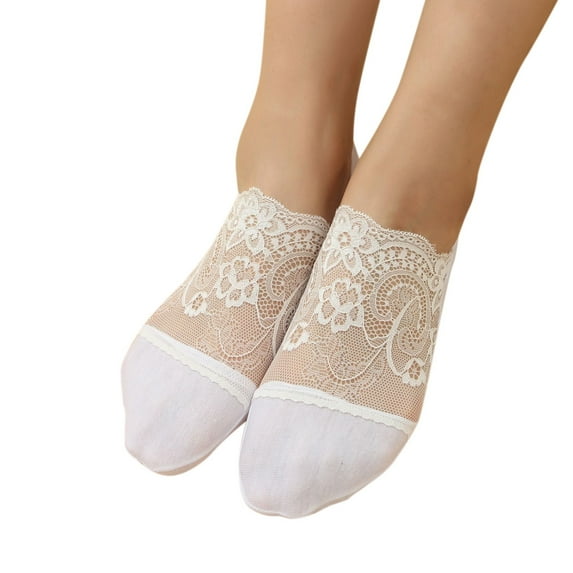 Weikingp Ankle Socks for Women, 1 Pairs Womens Pearl Lace Socks Breathable Socks Ballerina Socks Non Slip Socks Transparent Low Socks, Ankle Socks Men, No Show Socks Womens White