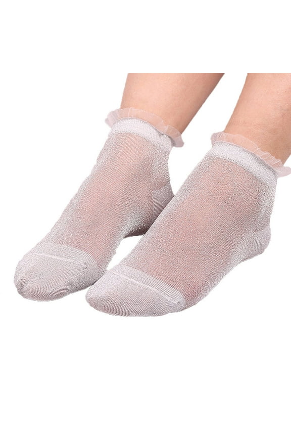 Clearance! Ankle Socks for Women, Summer Women Ladies Sheer Silky Glitter Transparent Short Stockings Ankle Socks, Ankle Socks Men, No Show Socks Womens Silver