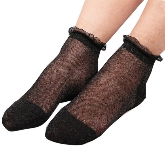 Weikingp Clearance! Ankle Socks for Women, Summer Women Ladies Sheer Silky Glitter Transparent Short Stockings Ankle Socks, Ankle Socks Men, No Show Socks Womens Black