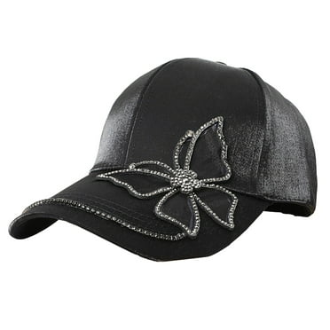 Weikingp Clearance! Baseball Cap, Spring And Summer New Baseball Cap Women's Rhinestone Mercerized Cotton Butterfly Sunshade Hat Outdoor Casual Hat, Womens Baseball Caps, Sun Hats for Women Black