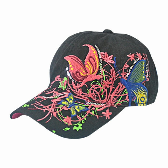 Weikingp Baseball Cap, Women Ladies Butterfly Baseball Cap Hat Sun Hats, Womens Baseball Caps, Sun Hats for Women Black