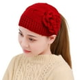 thumbnail image 1 of Weikingp Clearance! Beanies Hats Men, Autumn And Winter Warm Knitted Yarn Headband Hat Flower Headband Headdress Covered Headband, Beanie for Women, Baby Beanie red1, 1 of 8