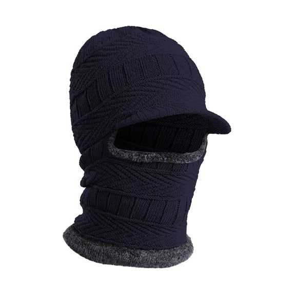 Weikingp Beanies Hats Men, Men And Women Winter Ear Cold Plush Neck Thickened Knitted Hat, Beanie for Women, Baby Beanie Navy
