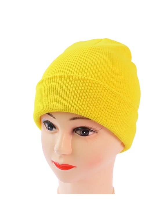 Beanies Hats Men, Men's And Women's Knitting Pullover Hat Warm Wool Hat In Autumn And Winter Solid Fashion Knitting Hat, Beanie for Women, Baby Beanie Yellow