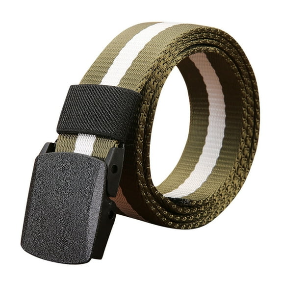 Weikingp Belt Men, Mens Buckle Long Canvas Nylon Waist Belt Metal- Check Belt, Mens Belt, Belts for Men, Leather Belt for Men Green