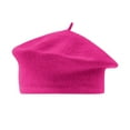 thumbnail image 1 of Weikingp Beret Hats for Women, Ladies Solid Color Imitation Wool Beret Bud Hat Painter Hat, French Beret Hats for Women, Black Beret Hot Pink, 1 of 3