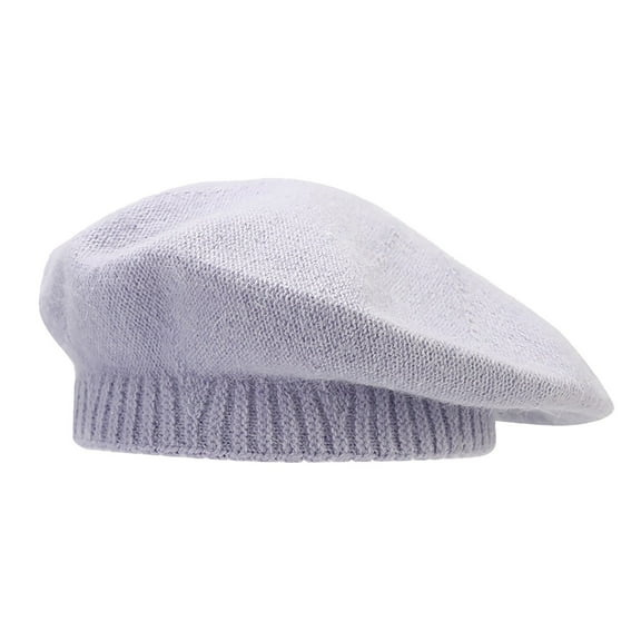 Weikingp Clearance! Beret Hats for Women, Women's Solid Color Knitted Wool Warm Beret Casual Shade Fall And Winter Hat, French Beret Hats for Women, Black Beret Purple
