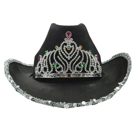 Weikingp Cowboy Hat, Women's Sequin Crown Cowboy Hat Western Cowboy Hat, Cowgirl Hat, Cowboy Hats for Women, Cowboy Hat Men Black
