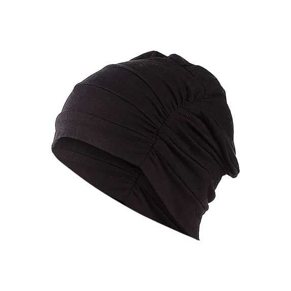 Weikingp Hats for Women Women'S Solid Cotton Pullover Head Hat Sleeping Hat Chemotherapy Hat Bottom Hat Muslim Hat Hair Accessories for Women (Clearance) Black Polyester,Spandex