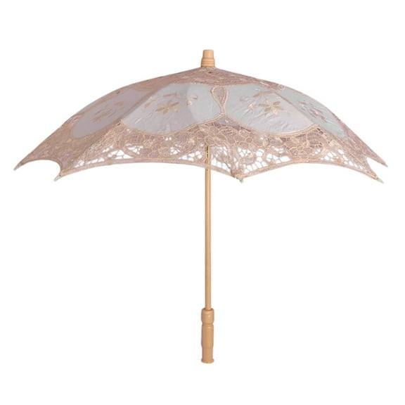 Weikingp Hats for Women, Embroidered Parasol Party Show Photo Dancing Umbrella Wedding Sun Bridal Lace Umbrella, Beige