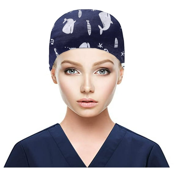 Weikingp Clearance! Hats for Women, Scrub Cap with Buttons Bouffant Hat with Sweatband for Womens And Mens, D