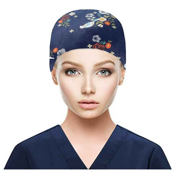 Weikingp Clearance! Hats for Women, Scrub Cap with Buttons Bouffant Hat with Sweatband for Womens And Mens, E