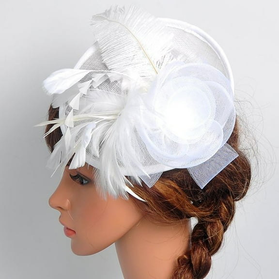Weikingp Clearance! Hats for Women, Wedding And Fascinator Fashion Mesh Feathers Hat Ribbons Hat Women Party Baseball Caps, White