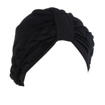 Weikingp Hats for Women, Women Braid Turban Hats Cap Hair Bonnet Head Scarf Wrap Cover Hat, Black