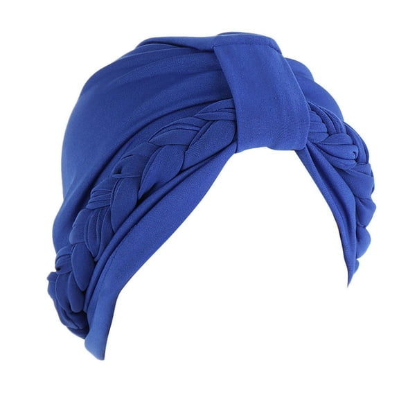 Weikingp Hats for Women, Women Braid Turban Hats Cap Hair Bonnet Head Scarf Wrap Cover Hat, Blue