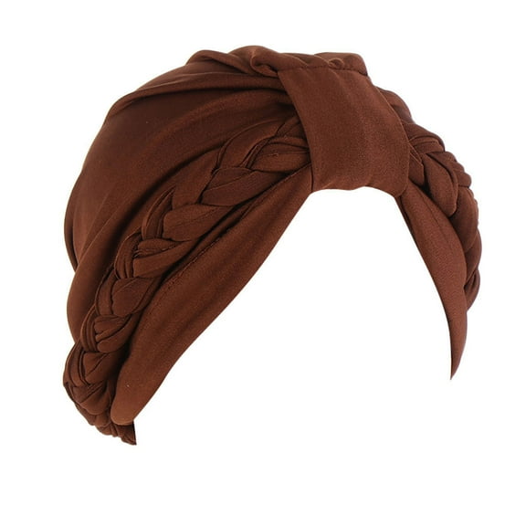 Weikingp Hats for Women, Women Braid Turban Hats Cap Hair Bonnet Head Scarf Wrap Cover Hat, Coffee