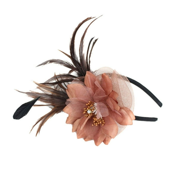 Weikingp Clearance! Hats for Women, Women Fashion Wedding Mesh Hat Fascinator Ribbons And Feathers Party, Coffee