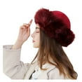 thumbnail image 1 of Weikingp Clearance! Hats for Women, Women Warm Mongolian Hat Earmuffs Solid Winter Fashion Hat Solid Thick Woollen Baseball Caps, Wine, 1 of 5