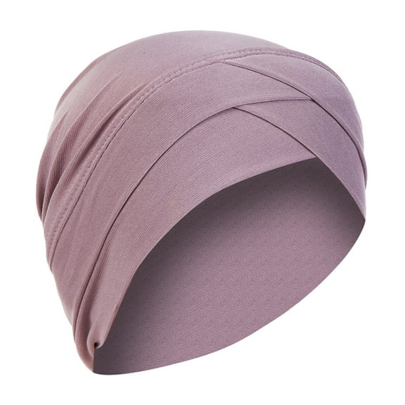 Weikingp Headbands for Women, Hat Turban Muslim Scarf Women Solid Cap Ruffle Wrap Baseball Caps, Bandanas for Women, Bandanas for Men Purple