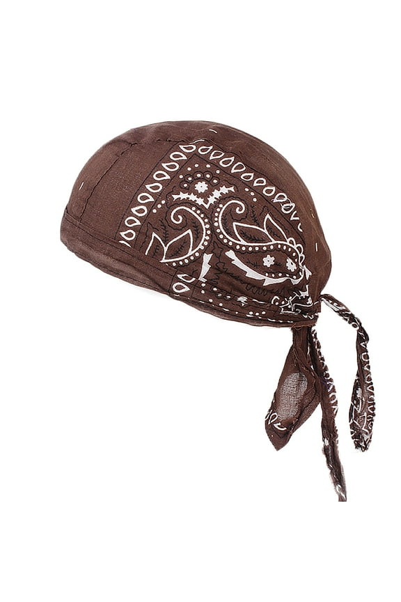 Headbands for Women, Men Women Cotton Cap Sweat Wicking Beanie Cap Bandanna Biker Head Wrap Quick Drying Hat Biker Bandana, Bandanas for Women, Bandanas for Men Coffee