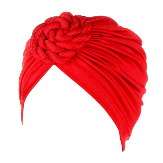 Weikingp Clearance! Headbands for Women, Turban Ethnic Cap Turban Headwear Cover Wrap Hat Hair Cap Braids Flower Head Cancer Heardband, Bandanas for Women, Bandanas for Men Red