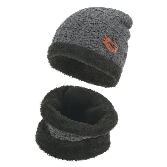 Weikingp Clearance! Knitted Bucket Hat, Men Women Winter Hat Warmer Scarf Touchscreen Gloves Set Warmer Neck Thick Knit Hat Set, Grey