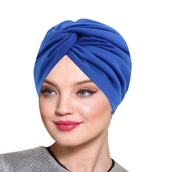 Weikingp Clearance! Knitted Bucket Hat, Womens Solid Color Imitation Silk Double Layer Sleeping Hat Twisted Hat Headband Hat Beauty Makeup Home Hat for Women, Blue