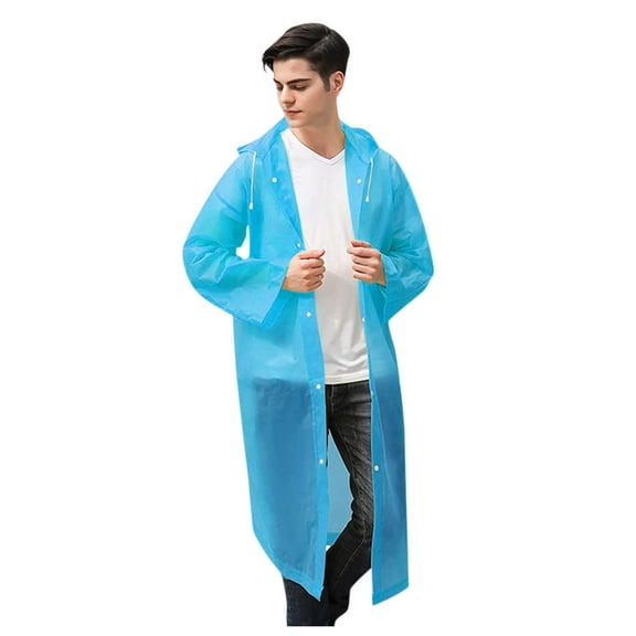 Weikingp Raincoat for Women, for Adults Teens Unisex Raincoat Button Reusable Fashion Jacket Hooded Coat Rain Umbrella, Raincoat for Men, Girls Raincoat Blue