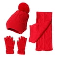 thumbnail image 1 of Weikingp Scarf, Hat, Glove Set, Women&Men Autumn Winter Warm Cute Wool Hat Scarf Gloves Slouchy Three Winter Snow Knit Cap Screen Mittens Scarves Sets, Scarf for Women, Red, 1 of 3
