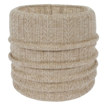 Weikingp Clearance! Scarf for Women, Neck Warmer Men Fleece Neck Gaiter Women Scarf Winter Double Layer Thick Knit Circle Loop Scarf Warm Windproof, Beige