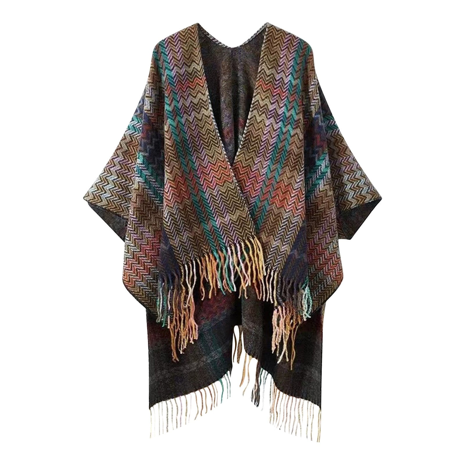 WRAP SHAWL WITH TASSELS ON THE ROAD main image 1