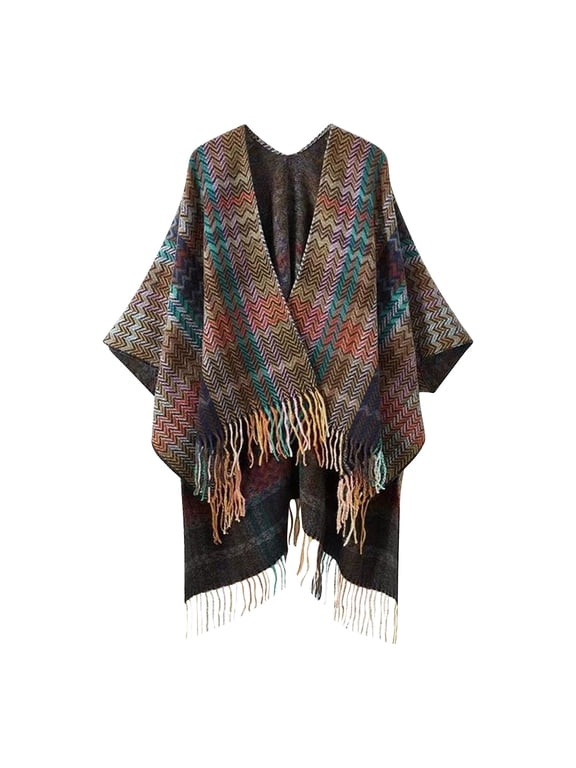 Shawl Wraps for Women, Women's Autumn And Winter New Thickened Knitted Tassel Retro Split Scarf Shawl, Pashmina Shawls And Wraps, White Shawl, Black Shawl Yellow