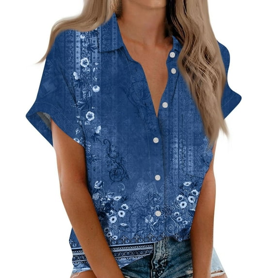 Weikingp Shirts For Women Cotton Womens Short Sleeve Shirts V Neck Collared Button Down Blouse Tops Camp Shirt S 6XL teacher outfits cute shirt puffy sleeves tops