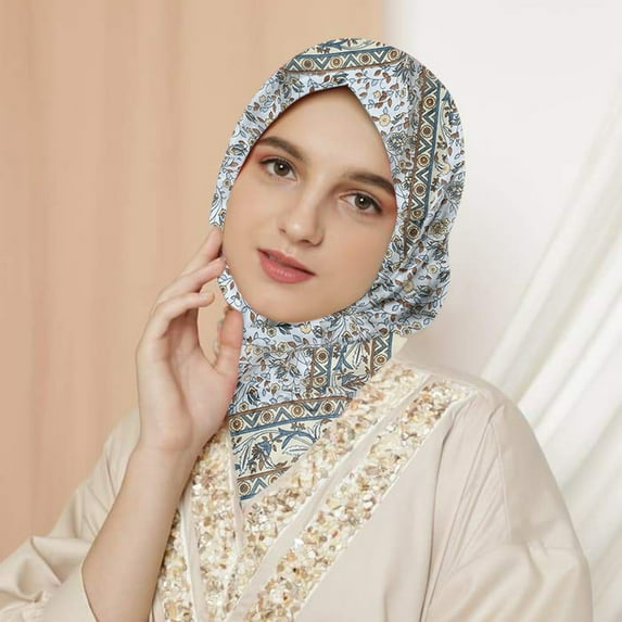 Weikingp Clearance! Silk Scarf Lady Bandanas Neck Scarf Floral Scarf Shawl Folk-Custom Travel Vintage Wrap Scarf Women for Islam Scarfs Printing Women Wrap Head Hair Neckerchief Muslim Silk Scarves I