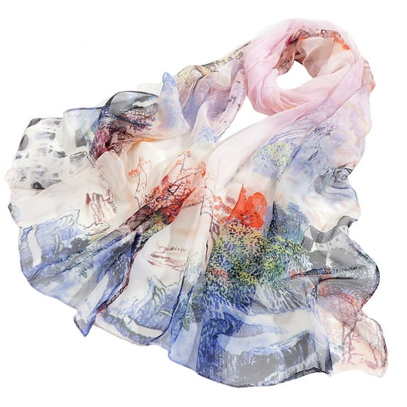 Weikingp Clearance! Silk Scarf, Scarfs for Women Lightweight Print Floral Pattern Scarf Shawl Fashion Scarves Shawls And Wraps for Spring, Blue