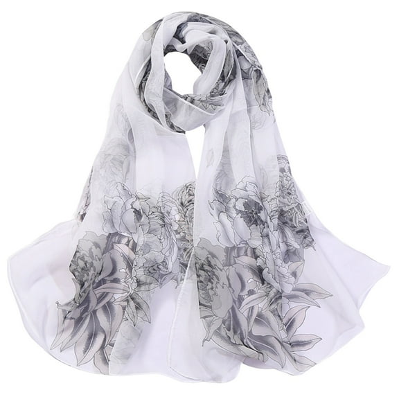 Weikingp Clearance! Silk Scarf, Scarfs for Women Lightweight Print Floral Pattern Scarf Shawl Fashion Scarves Shawls And Wraps for Spring, White