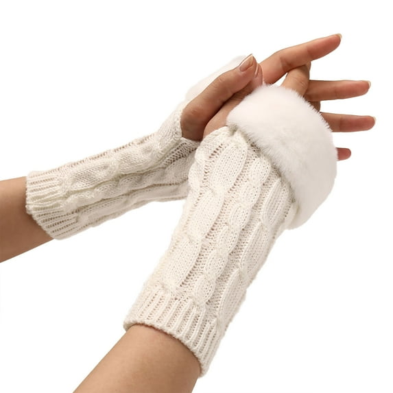 Weikingp Warm Gloves, Thermal Gloves for Women Warm Glove Windproof Elastic Texting Black Gloves Women Warm Lined Gloves Warm Thermal Outdoor Gloves, Knitted Gloves, Heating Gloves White