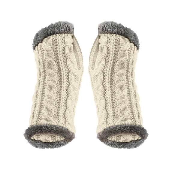 Weikingp Clearance! Warm Gloves, Thickened Plush Gloves Autumn And Winter Warm Figure Sleeves Knitted Wool Gloves, Knitted Gloves, Heating Gloves Beige