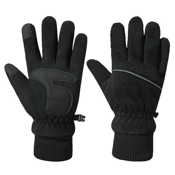 Weikingp Warm Gloves, Winter Full Finger Fleece Gloves Plus Fleece Warm Gloves Men's Screen Cycling Gloves Women's Cold Gloves, Knitted Gloves, Heating Gloves Black