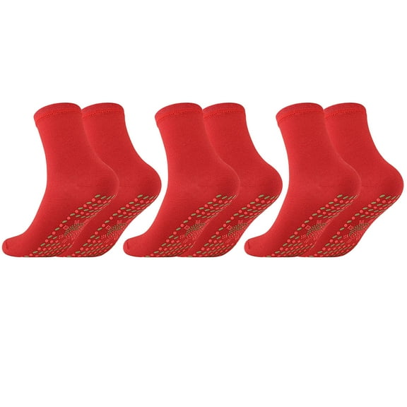 Weikingp Compression Socks for Women 3 Pairs Heated Socks Tourmaline Self-Heating Magnetic Comfortable Winter Warm Feetures Socks for Women Womens Socks Socks for Women (Clearance) Red Cotton