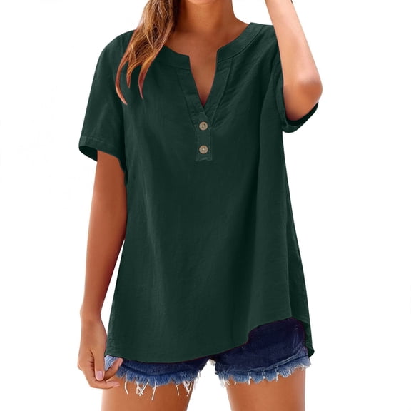Weikingp Cooling Shirts For Women Womens Tops Casual Loose Button Shirt Top Stand Solid Color Sleeve Collar Casual Women's Shirt Women's Shirt Summer Tops For Women Green 4XL