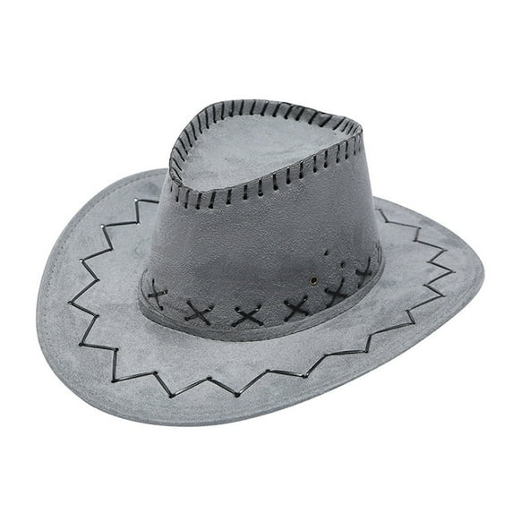 Weikingp Cowboy Hat Adult Casual Solid Suture Summer Western Fashion Cowboy Sun Hat Wide Brim Travel Sun Cap Cowgirl Hat Cowboy Hats for Women Cowboy Hat Men (Clearance) Grey polyester