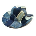 thumbnail image 1 of Weikingp Fedoras for Women Sun Visor Hat Western Cowboy Hat for Women Man Wide Brim Cowboy Hat for Costume Dress Up Cosplay Cowboy Hat Cowboy Hats for Women Blue M Clearance！, 1 of 9