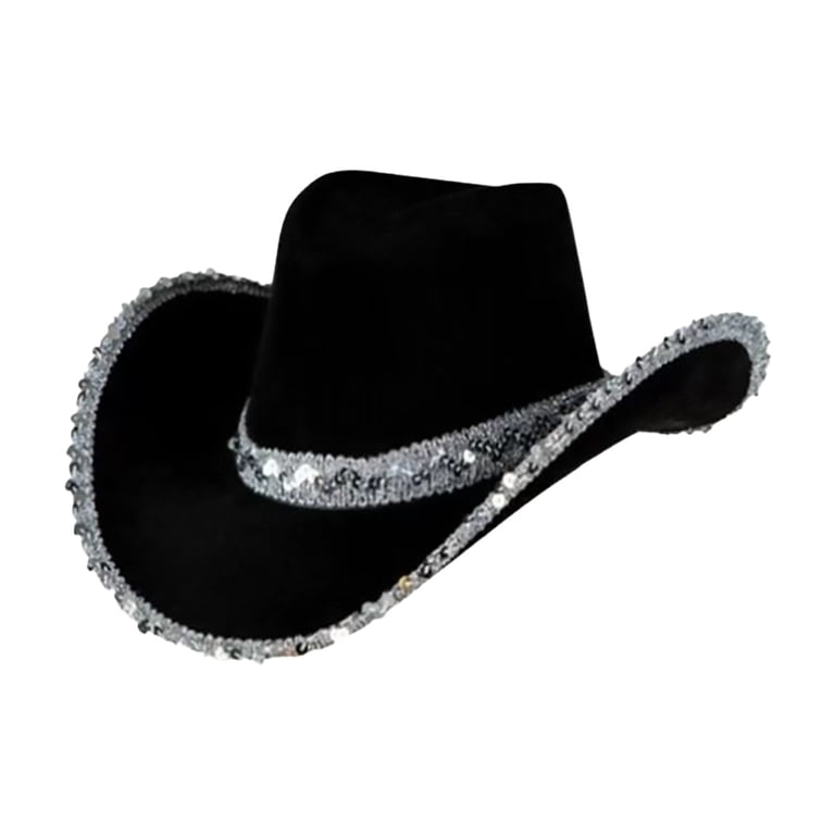 9259 Glitter Silver Black Cowboy Hats For Women- Western Sparkly Glitter Silver Black Cowboy Hats for Women - Western Sparkly  main image 2