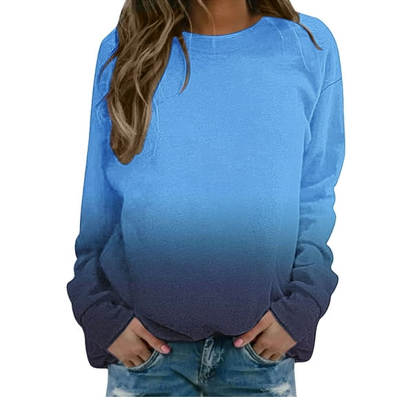 Weikingp Cozy Clothes Comfort Colors Sweatshirt Cotton Sweatshirts for Women Sweatshirts Women Fashion Clothing Blue M