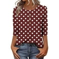 thumbnail image 1 of Weikingp Dressy Tee Shirts For Women 3/4 Sleeve Shirts For Women Womens T Shirts Loose Fit Polyester Shirts For Women 3/4 Length Sleeve Womens Tops Red M, 1 of 6