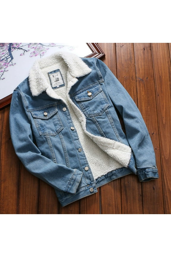Fall Jacket, Loose Vintage Jeans Coat Women Upset Winter Long Autumn Jacket Denim Sleeve Women'S Coat Womens Denim Jacket Winter Coats for Women Clearance Blue M