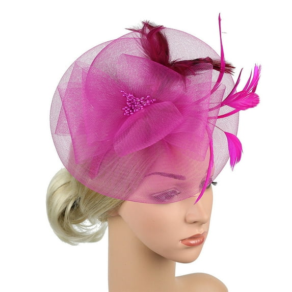 Weikingp Fascinators Hats for Women Fascinator Hair Clip Fascinator Tea Bridal British Women's Headband Tea Party Hats for Women Pink One Size Clearance!